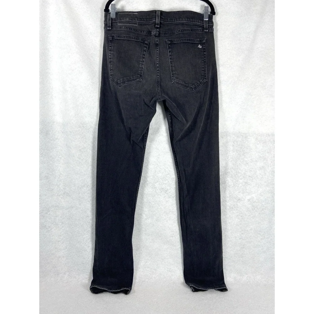 Rag & Bone Fit 2 Jeans Men's 33x34 Rock Black Slim Button Fly Denim Stretch
